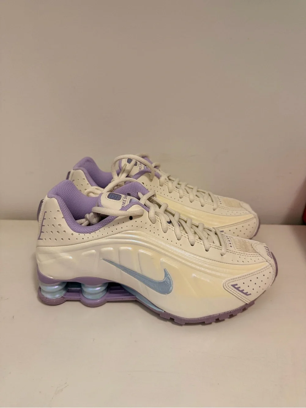 Nike Women's Cream and Lavender Low-Profile Sneakers